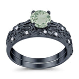 Two Piece Round Natural Stone Bridal Ring