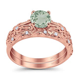 Two Piece Round Natural Stone Bridal Ring