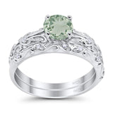 Two Piece Round Natural Stone Bridal Ring