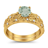 Two Piece Round Natural Stone Bridal Ring