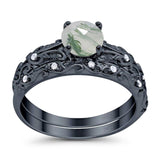 Two Piece Round Natural Stone Bridal Ring