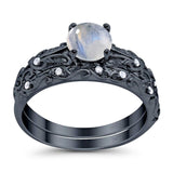 Two Piece Round Natural Stone Bridal Ring