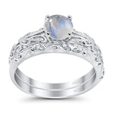 Two Piece Round Natural Stone Bridal Ring