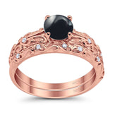 Two Piece Round Natural Stone Bridal Ring