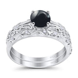 Two Piece Round Natural Stone Bridal Ring