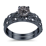 Two Piece Round Natural Stone Bridal Ring