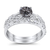 Two Piece Round Natural Stone Bridal Ring