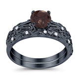 Two Piece Round Natural Stone Bridal Ring