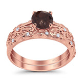 Two Piece Round Natural Stone Bridal Ring