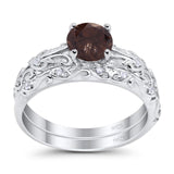 Two Piece Round Natural Stone Bridal Ring