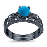 Two Piece Round Natural Stone Bridal Ring
