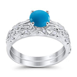 Two Piece Round Natural Stone Bridal Ring