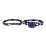 Two Piece Round Natural Stone Filigree Ring