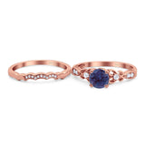 Two Piece Round Natural Stone Filigree Ring
