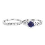 Two Piece Round Natural Stone Filigree Ring