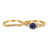 Two Piece Round Natural Stone Filigree Ring