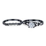 Two Piece Round Natural Stone Filigree Ring