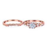 Two Piece Round Natural Stone Filigree Ring