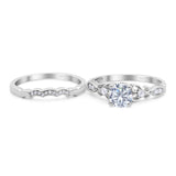 Two Piece Round Natural Stone Filigree Ring