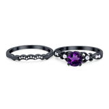 Two Piece Round Natural Stone Filigree Ring