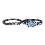 Two Piece Round Natural Stone Filigree Ring