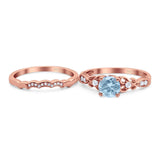 Two Piece Round Natural Stone Filigree Ring
