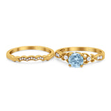 Two Piece Round Natural Stone Filigree Ring