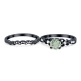 Two Piece Round Natural Stone Filigree Ring
