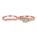 Two Piece Round Natural Stone Filigree Ring