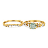Two Piece Round Natural Stone Filigree Ring