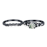 Two Piece Round Natural Stone Filigree Ring