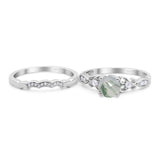 Two Piece Round Natural Stone Filigree Ring