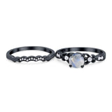Two Piece Round Natural Stone Filigree Ring