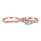 Two Piece Round Natural Stone Filigree Ring