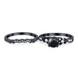 Two Piece Round Natural Stone Filigree Ring