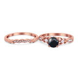 Two Piece Round Natural Stone Filigree Ring