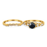 Two Piece Round Natural Stone Filigree Ring