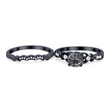 Two Piece Round Natural Stone Filigree Ring