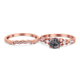 Two Piece Round Natural Stone Filigree Ring