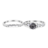 Two Piece Round Natural Stone Filigree Ring