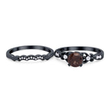 Two Piece Round Natural Stone Filigree Ring