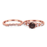 Two Piece Round Natural Stone Filigree Ring