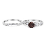 Two Piece Round Natural Stone Filigree Ring