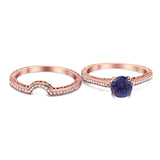 Two Piece Round Natural Stone Bridal Ring