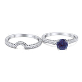 Two Piece Round Natural Stone Bridal Ring