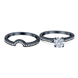 Two Piece Round Natural Stone Bridal Ring