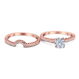 Two Piece Round Natural Stone Bridal Ring