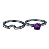 Two Piece Round Natural Stone Bridal Ring