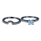 Two Piece Round Natural Stone Bridal Ring