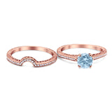 Two Piece Round Natural Stone Bridal Ring
